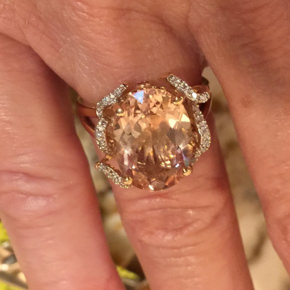 Smithsonian 14K Rose Gold Morganite and Diamond Ring